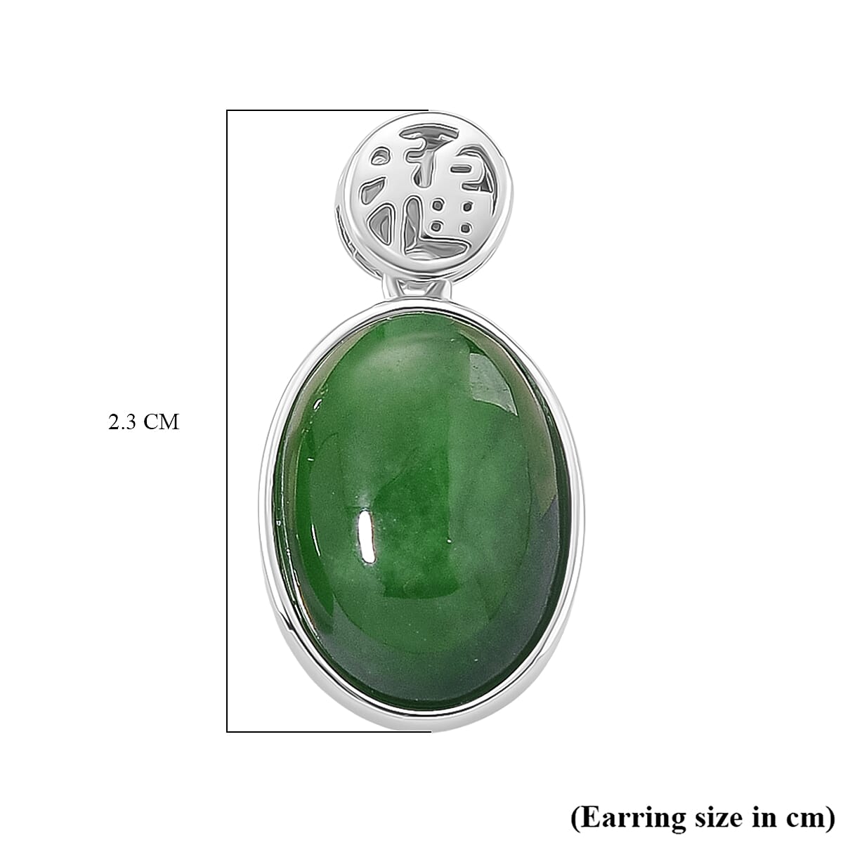 Enhanced Green Jade Drop Earring with Push Back in Rhodium Overlay Sterling Silver 8147487 6