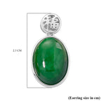 Green Jadeite Earrings with Push Back in Rhodium Overlay Sterling Silver 14.90 Ct.