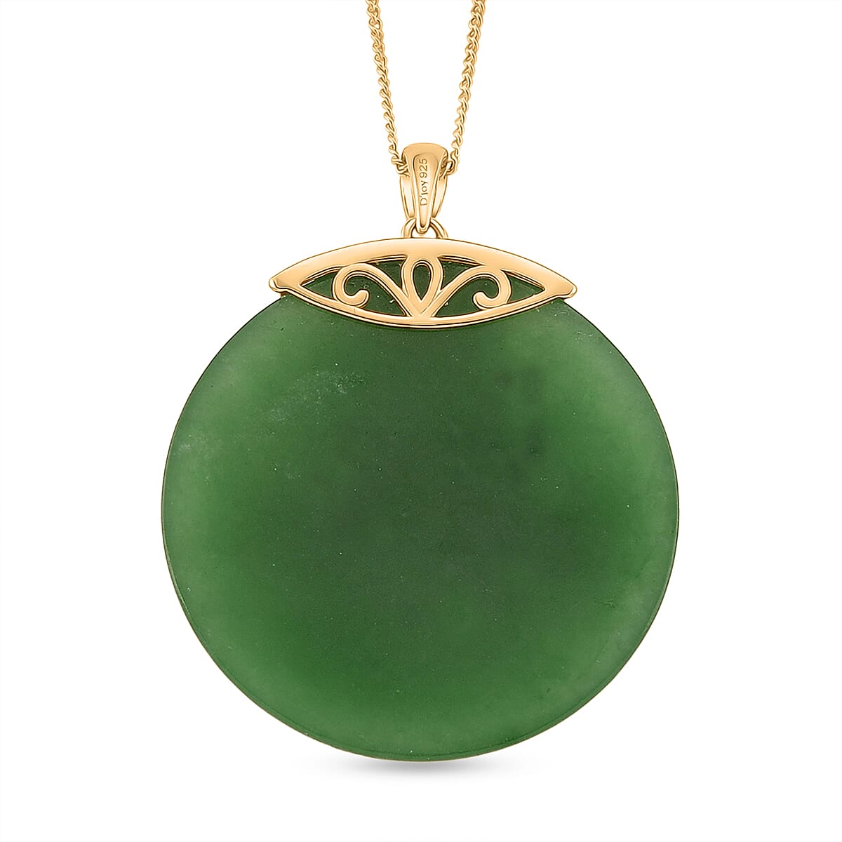 JARDIN COLLECTION - Green Jadeite Horse Pendant with Chain (Size 18) in Yellow Gold Plated Sterling Silver 65.00 Ct. V32755963 5