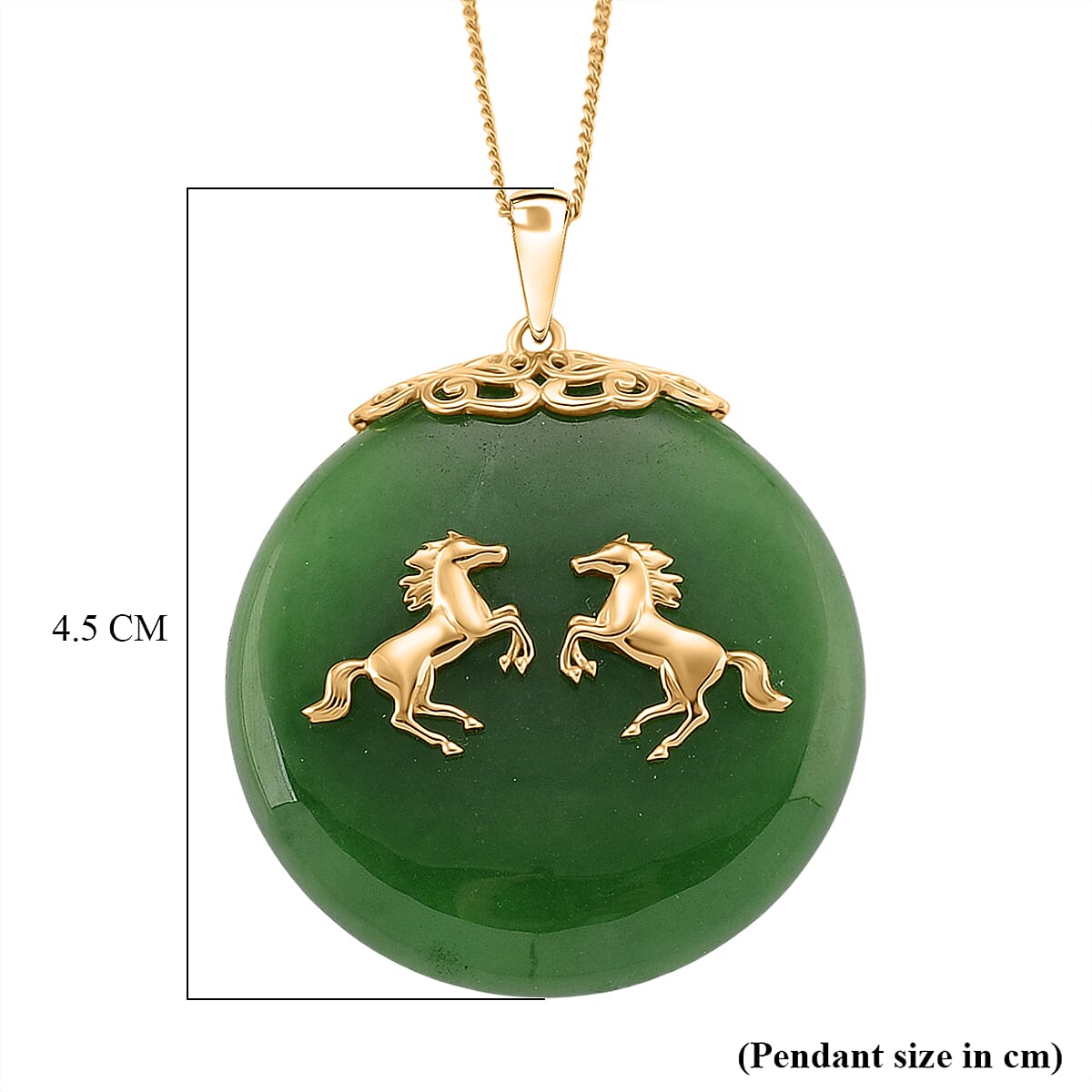 JARDIN COLLECTION - Green Jadeite Horse Pendant with Chain (Size 18) in Yellow Gold Plated Sterling Silver 65.00 Ct. V32755963 7