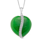 Enhanced Green Jade & Moissanite Pendant with Chain (Size 18) with Lobster Clasp in Rhodium Overlay Sterling Silver 67.70 Ct.