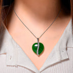Enhanced Green Jade & Moissanite Pendant with Chain (Size 18) with Lobster Clasp in Rhodium Overlay Sterling Silver 67.70 Ct.
