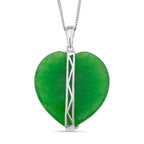 Enhanced Green Jade & Moissanite Pendant with Chain (Size 18) with Lobster Clasp in Rhodium Overlay Sterling Silver 67.70 Ct.