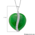 Enhanced Green Jade & Moissanite Pendant with Chain (Size 18) with Lobster Clasp in Rhodium Overlay Sterling Silver 67.70 Ct.