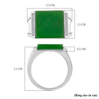 Green Jade & Moissanite Solitaire Ring in Rhodium Overlay Sterling Silver 6.97 Ct, Silver Wt. 6.50
