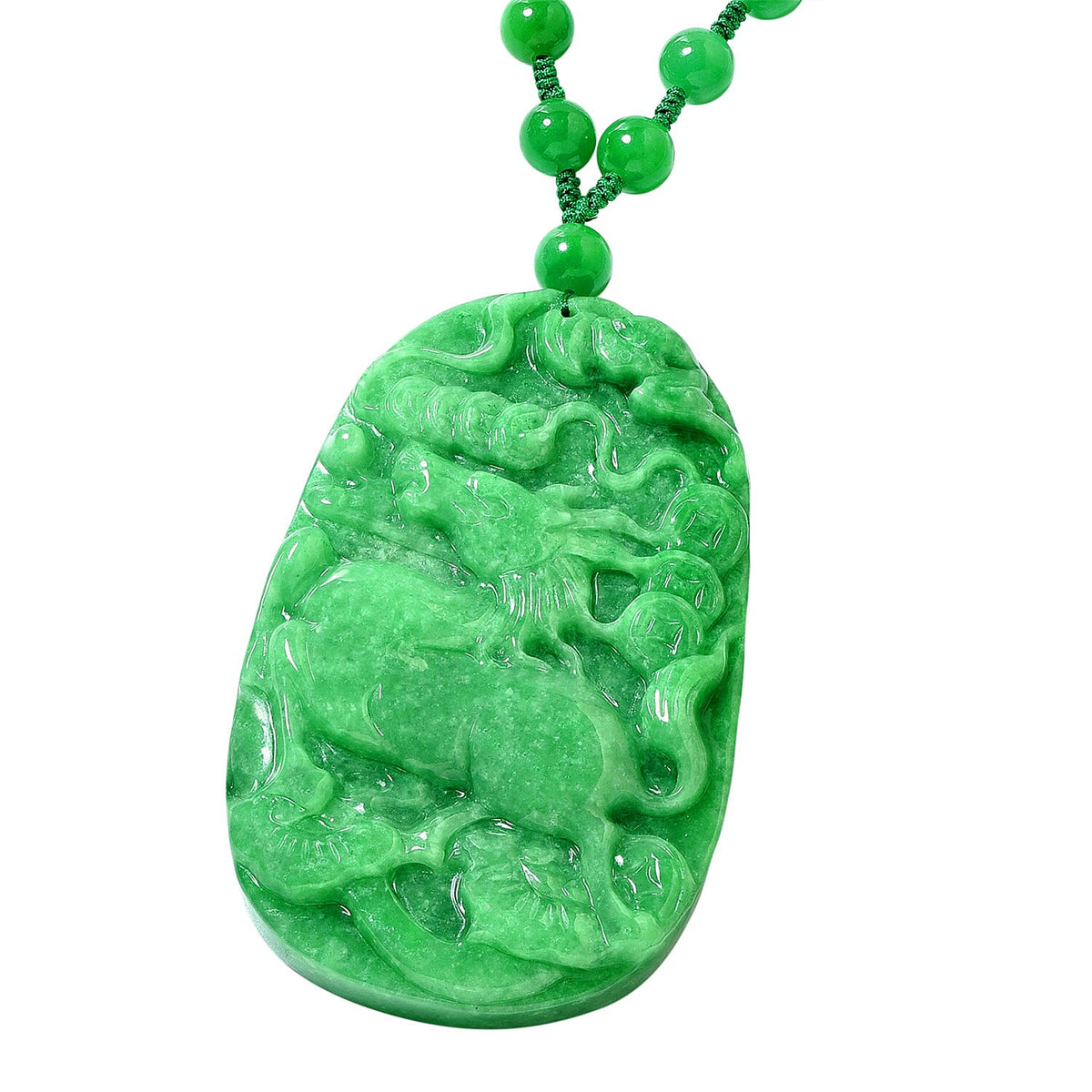 Dyed Green Jade Necklace (Size - 18) in Rhodium Overlay Sterling Silver 415.00 Ct. 8098737 1