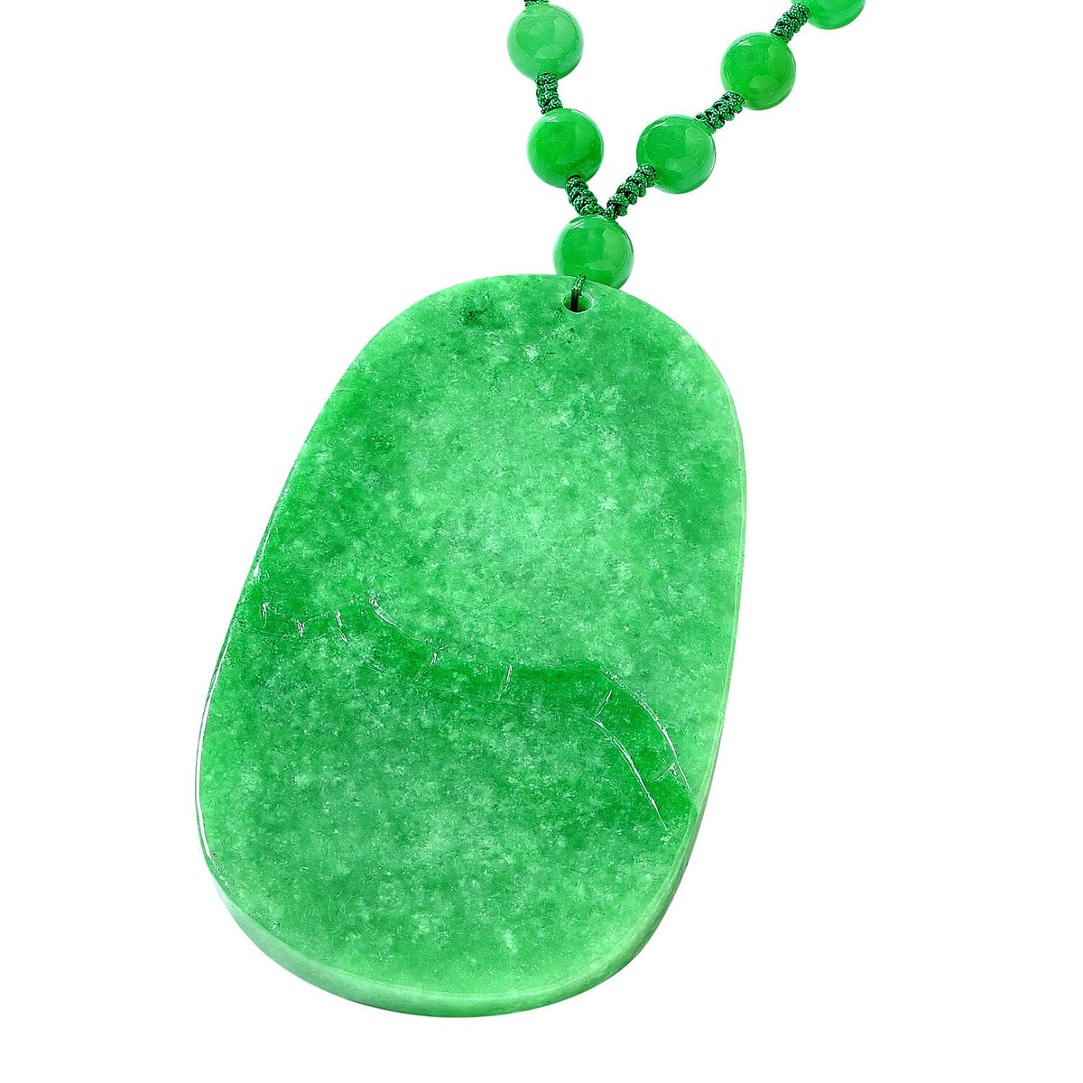 Dyed Green Jade Necklace (Size - 18) in Rhodium Overlay Sterling Silver 415.00 Ct. 8098737 2
