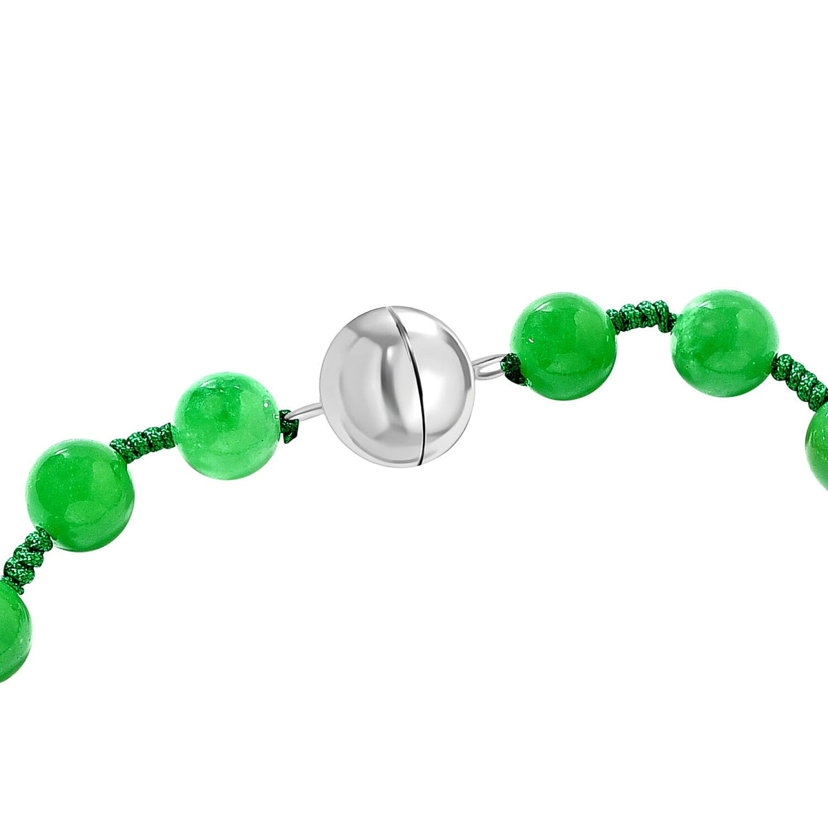 Dyed Green Jade Necklace (Size - 18) in Rhodium Overlay Sterling Silver 415.00 Ct. 8098737 3
