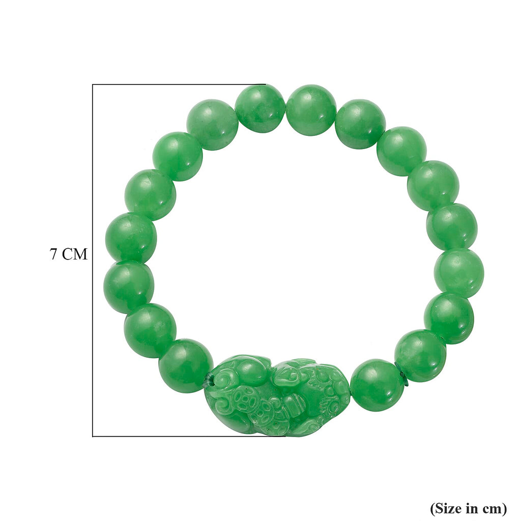 Enhanced Green Jade Stone Bracelet (Size 7 Stretchable) 200.00 Ct.