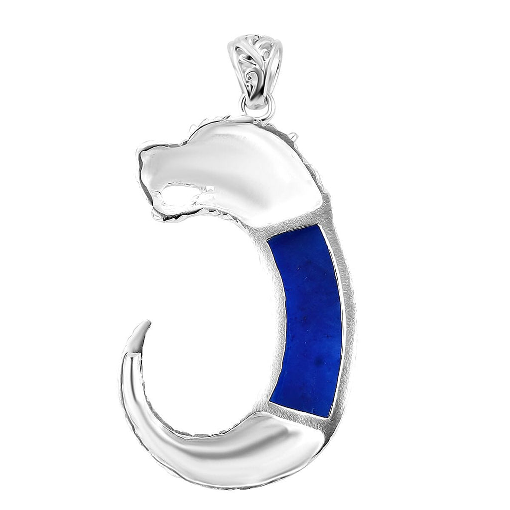 Royal Bali Blue Color Jade Garuda Pendant Sterling Silver 10.50 ct,  Silver Wt. 9.85 Gms