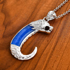 Royal Bali Collection - Blue Jade Lion Pendant Sterling Silver 10.50 Ct, Silver Wt. 10.33 Gms