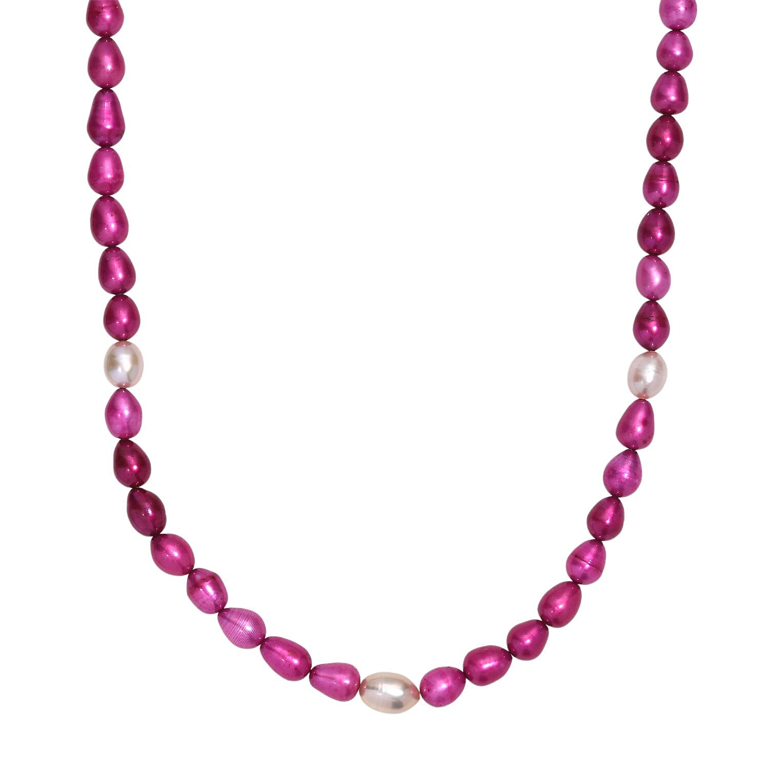 Dyed Pink Fresh Water Pearl &amp; Fresh Water Pearl Necklace (Size - 20 -2 Ext) with Magnetic Lock &amp; Lobster Clasp in Sterling Silver 135.00 Ct. 8155879 0