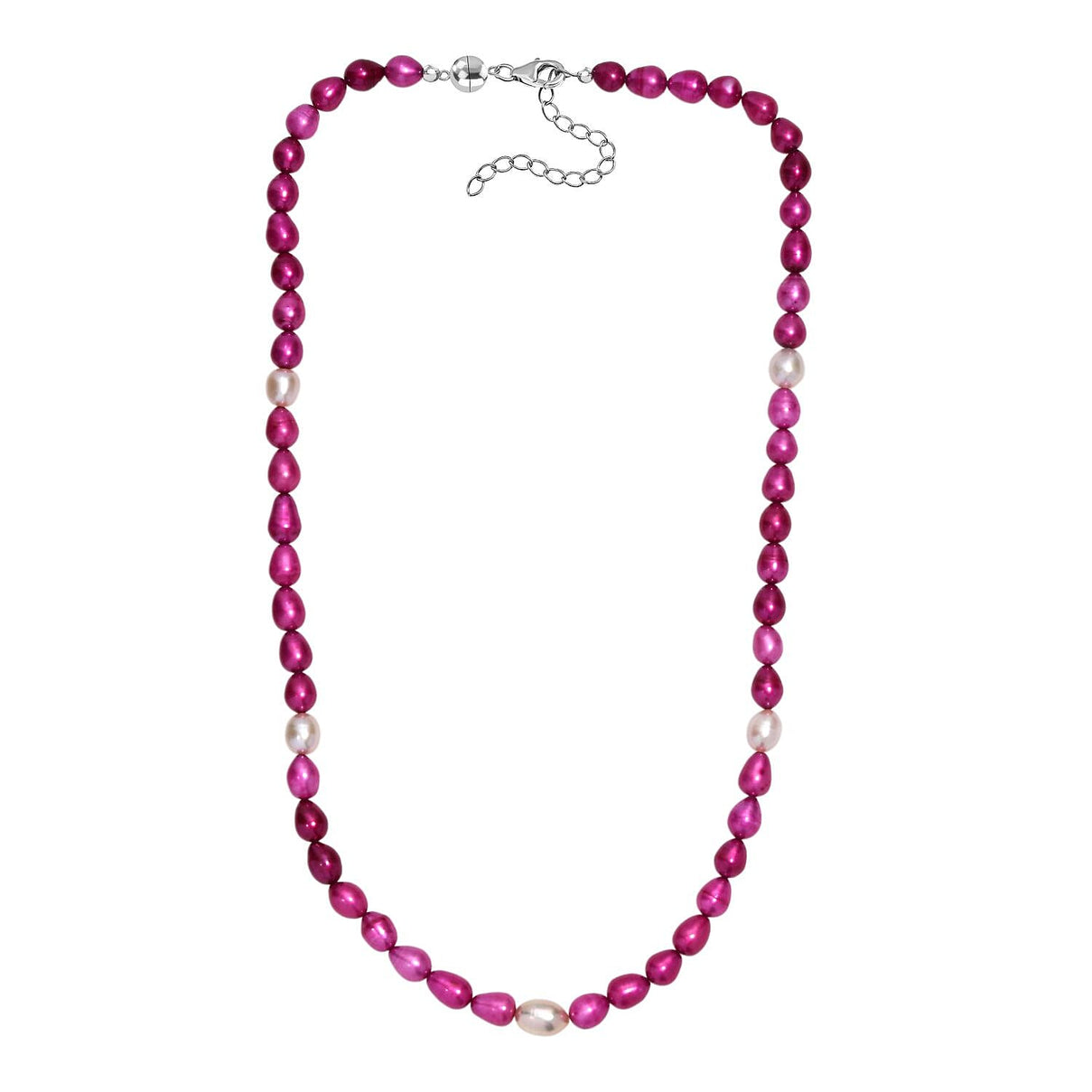 Dyed Pink Fresh Water Pearl &amp; Fresh Water Pearl Necklace (Size - 20 -2 Ext) with Magnetic Lock &amp; Lobster Clasp in Sterling Silver 135.00 Ct. 8155879 4