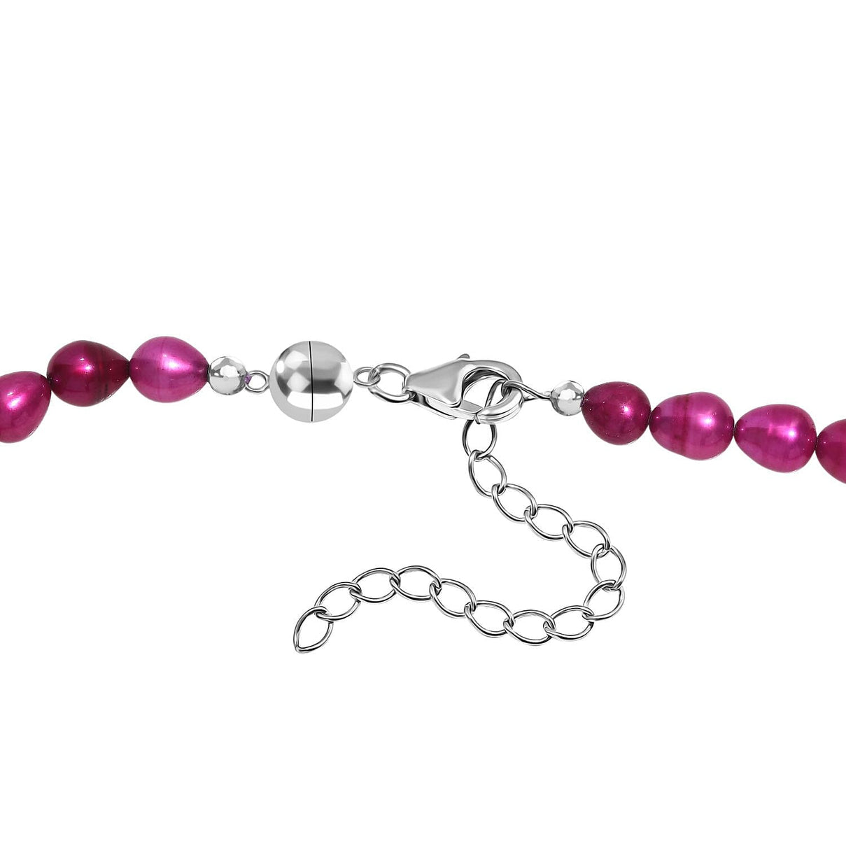 Dyed Pink Fresh Water Pearl &amp; Fresh Water Pearl Necklace (Size - 20 -2 Ext) with Magnetic Lock &amp; Lobster Clasp in Sterling Silver 135.00 Ct. 8155879 5