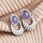 Purple Jadeite Earrings With Push Back 2.96 Ct.