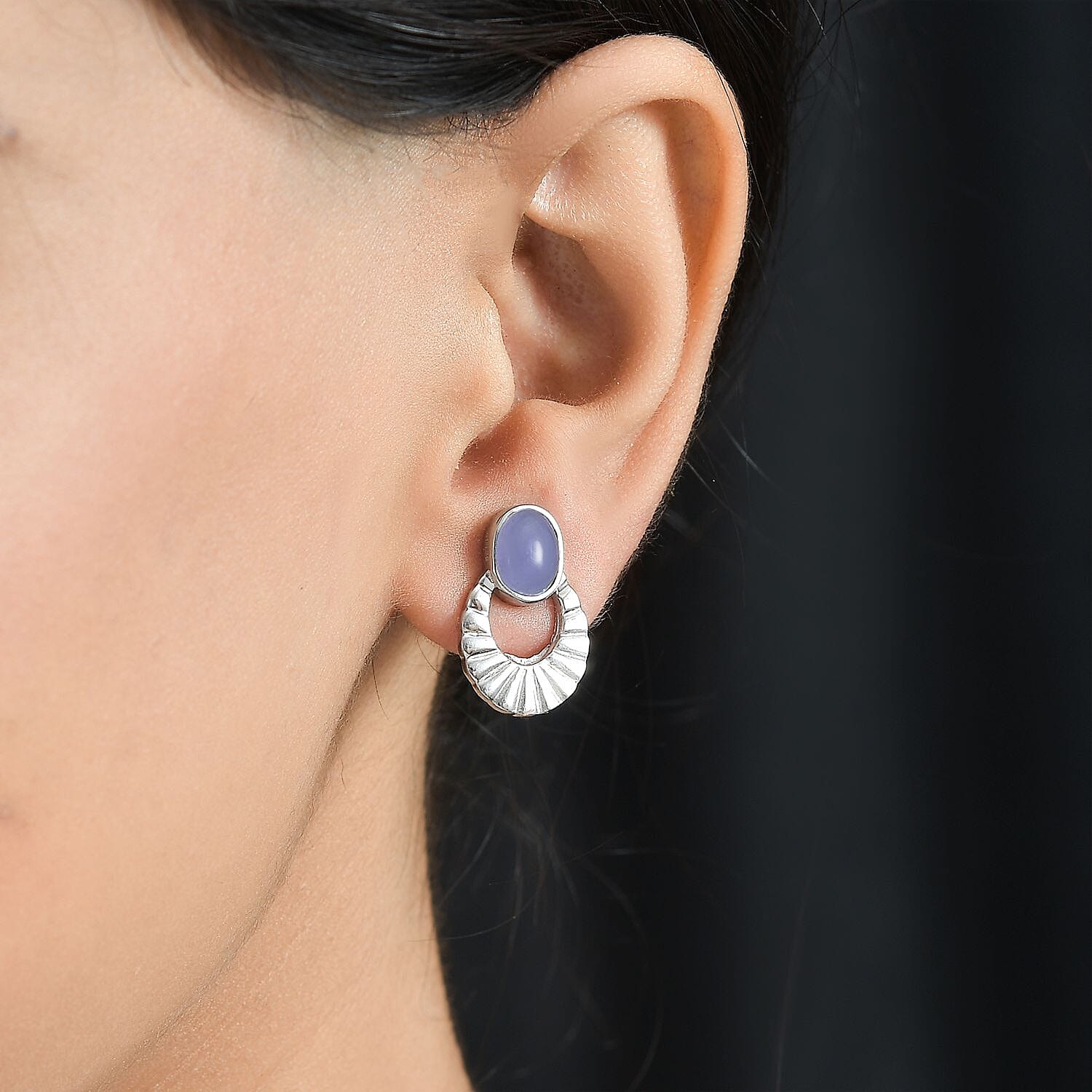 Dyed Purple Jade Fancy Earrings in Stainless Steel 2.95 Ct. 7925160 3