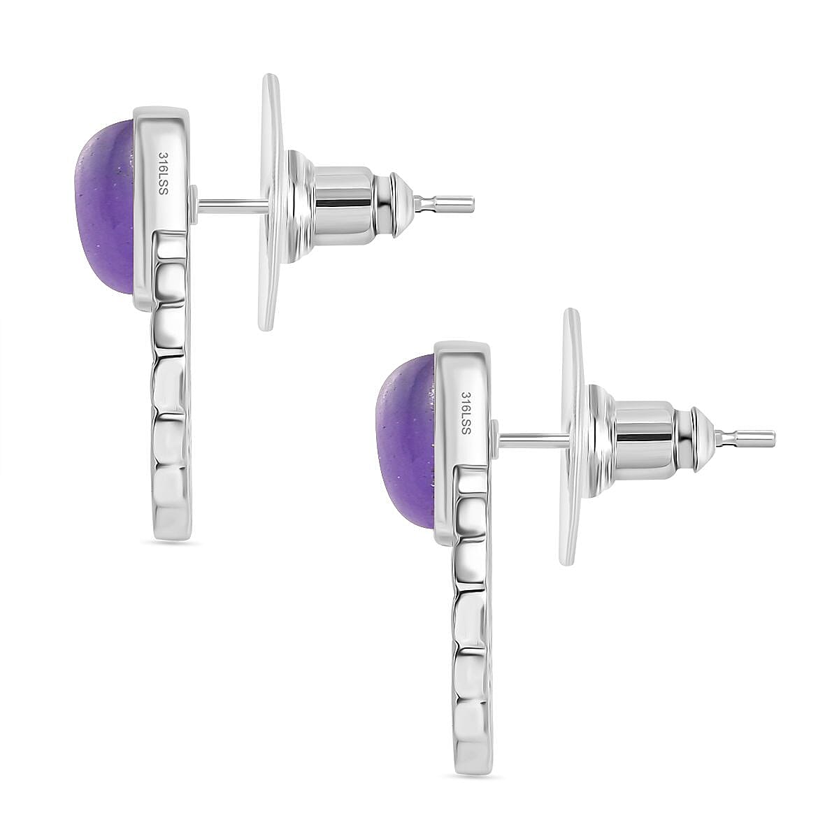 Dyed Purple Jade Fancy Earrings in Stainless Steel 2.95 Ct. 7925160 4