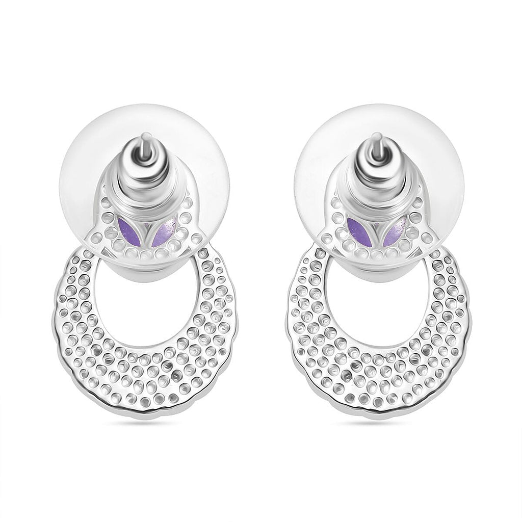 Purple Jadeite Earrings With Push Back 2.96 Ct.