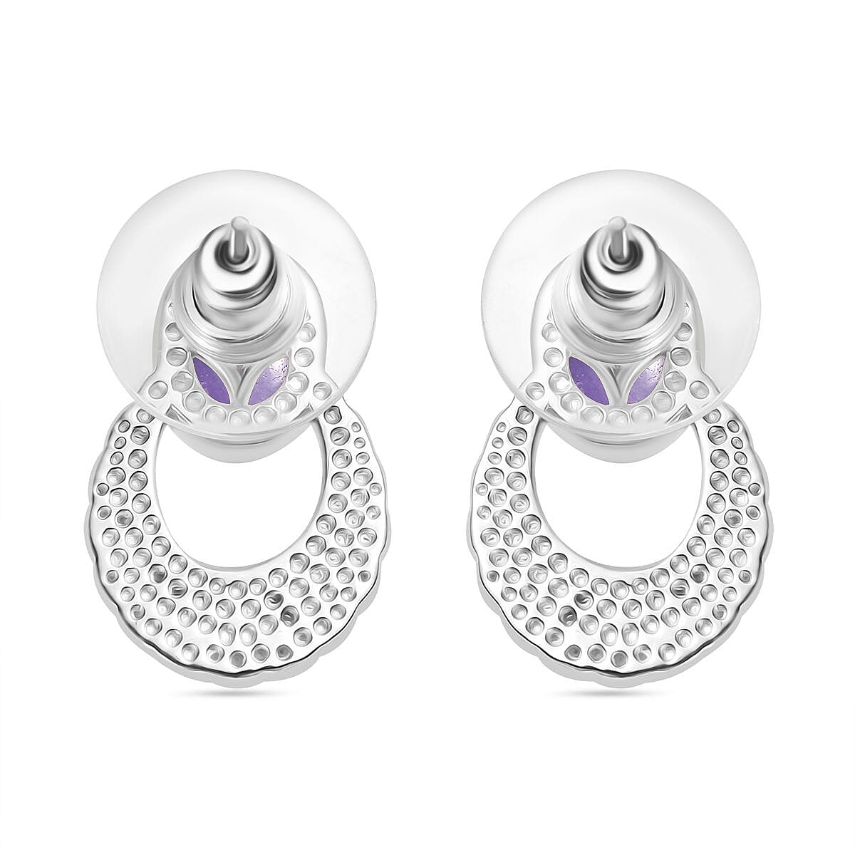 Dyed Purple Jade Fancy Earrings in Stainless Steel 2.95 Ct. 7925160 5