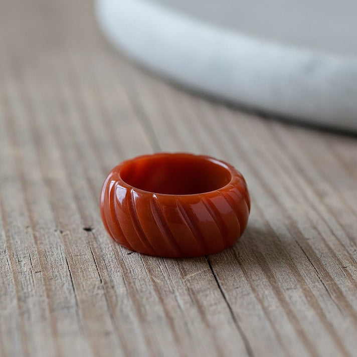 Enhanced Red Jade Textured Band Ring 33.00 Ct. 8422899 2