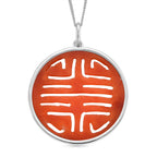 Enhanced Red Jade Cabochon Cut Pendant with Chain (Size 18) in Rhodium Overlay Sterling Silver 20.00 Ct.