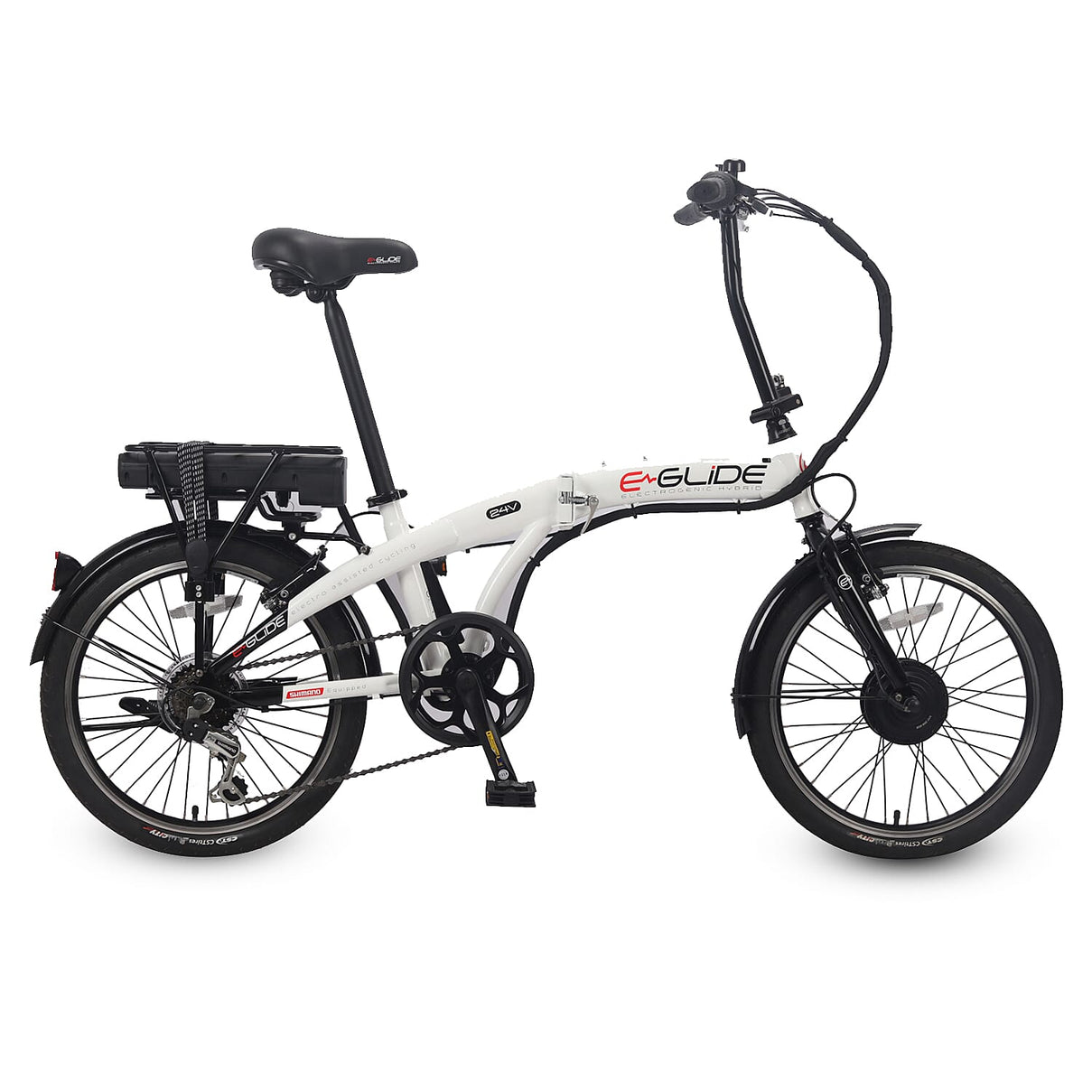 eGlide City Folder Folding Electric eBike (Charges in 2-3 Hrs, Up to 25 miles On A Single Charge) - White &amp; Black 7676177 0