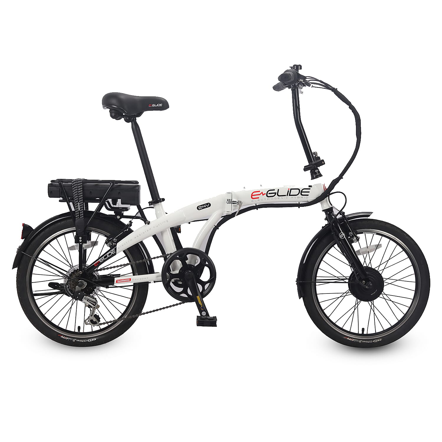 eGlide City Folder Folding Electric eBike (Charges in 2-3 Hrs, Up to 25 miles On A Single Charge) - White &amp; Black 7676177 0