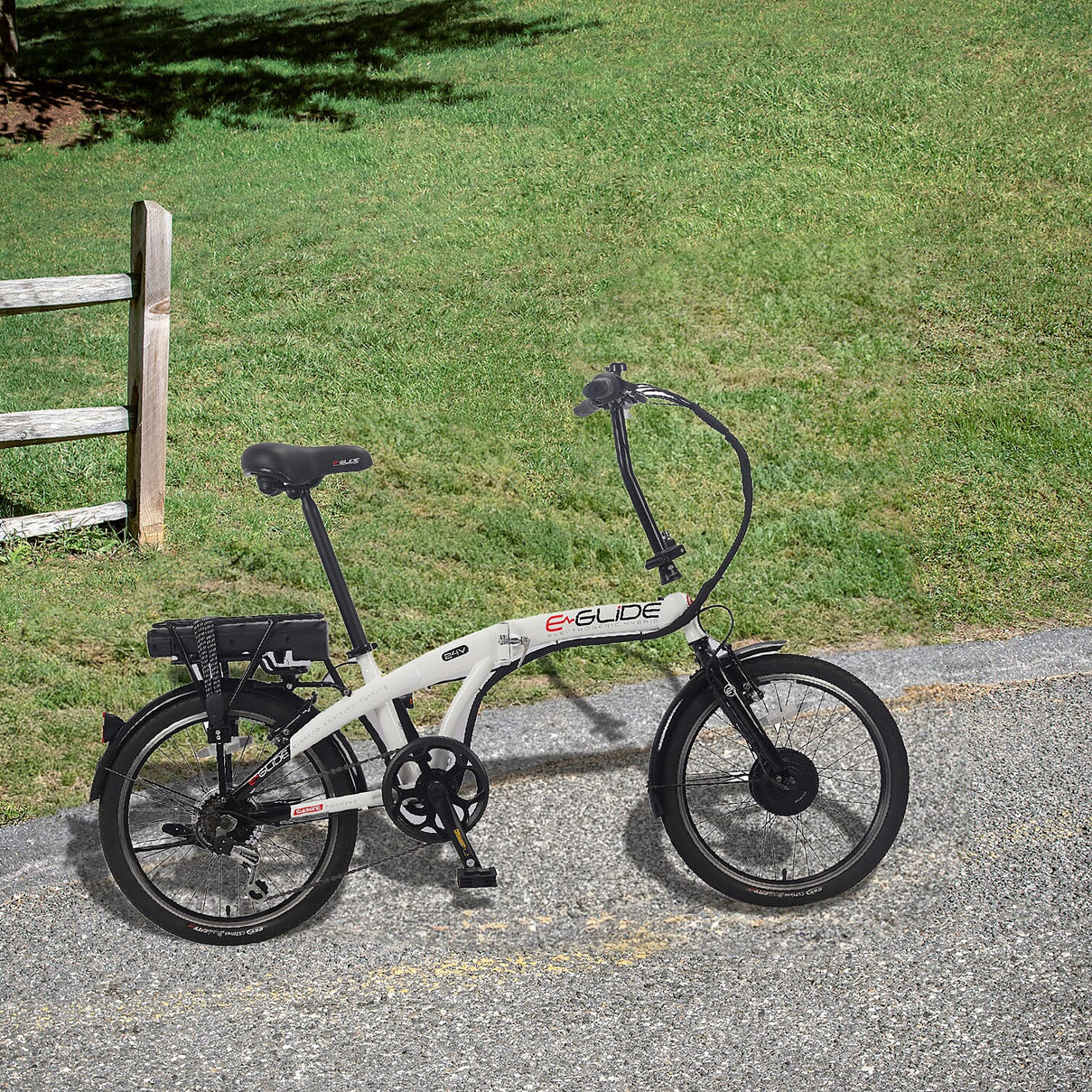 eGlide City Folder Folding Electric eBike (Charges in 2-3 Hrs, Up to 25 miles On A Single Charge) - White &amp; Black 7676177 1