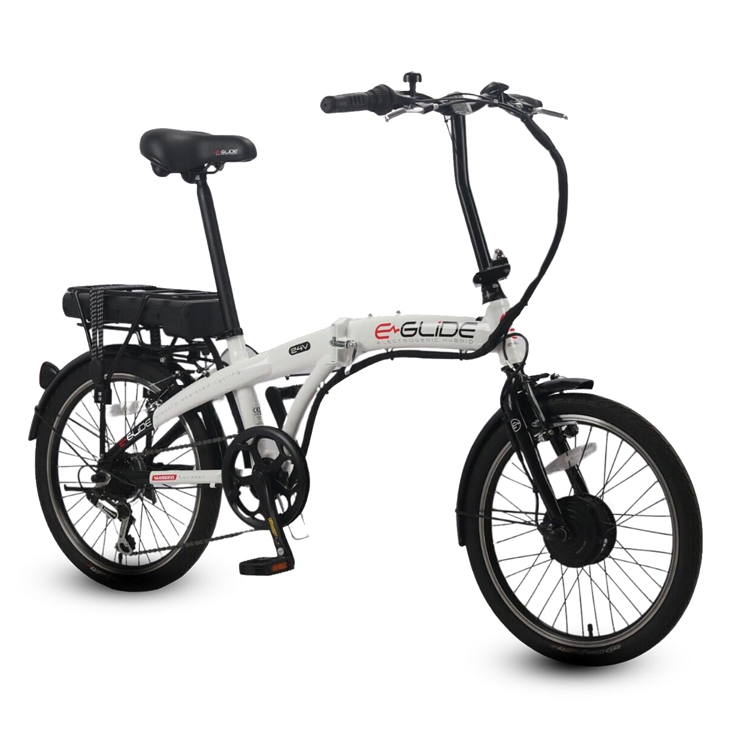 eGlide City Folder Folding Electric eBike (Charges in 2-3 Hrs, Up to 25 miles On A Single Charge) - White &amp; Black 7676177 3
