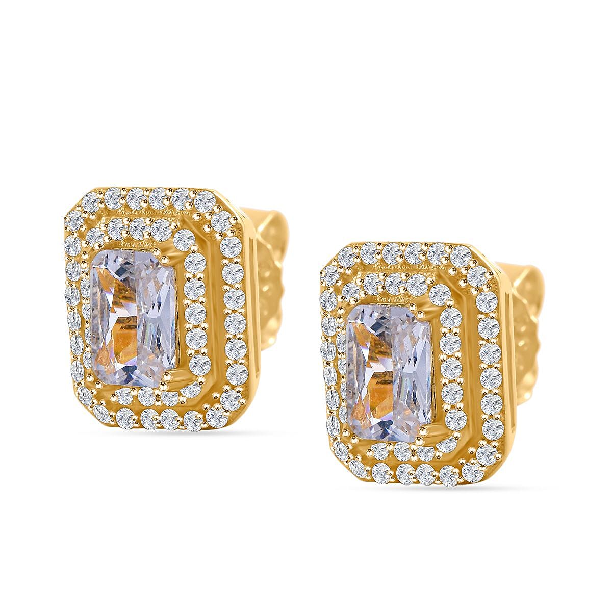 ELANZA 2.77 Ct. Simulated Diamond Double Halo Stud Earrings in Yellow Gold Plated Sterling Silver 6368922 3