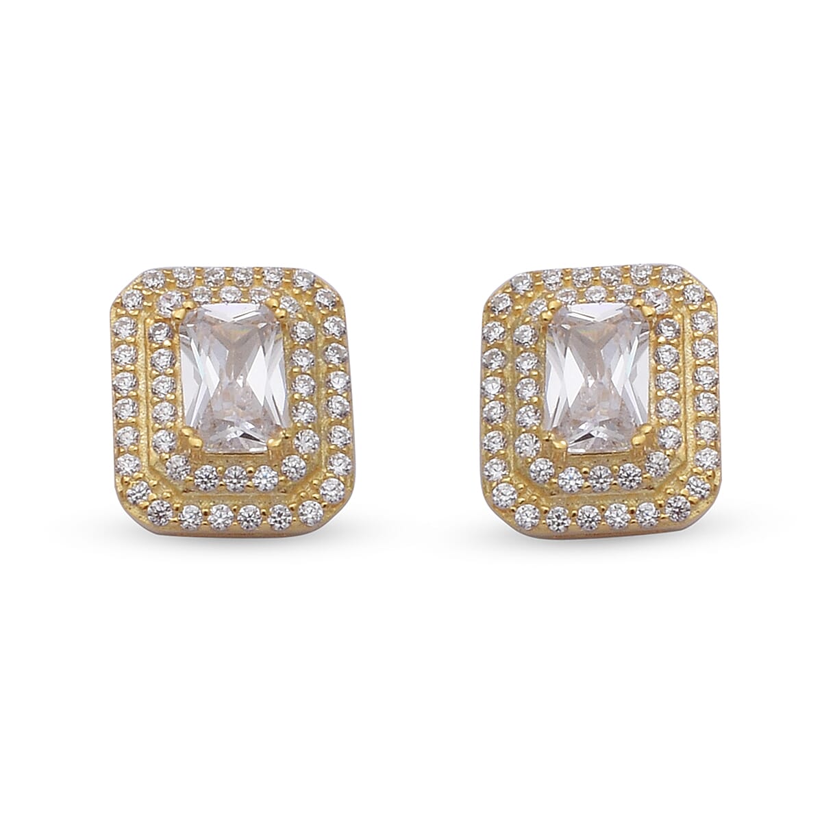 ELANZA 2.77 Ct. Simulated Diamond Double Halo Stud Earrings in Yellow Gold Plated Sterling Silver 6368922 6