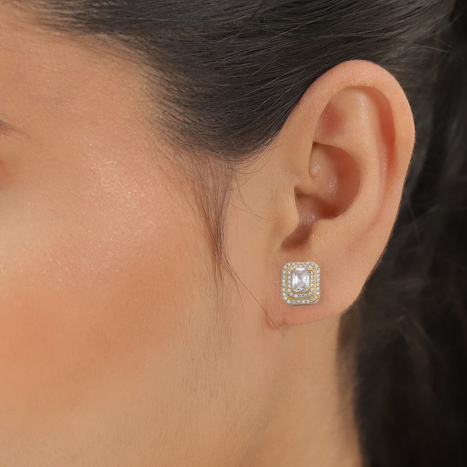ELANZA 2.77 Ct. Simulated Diamond Double Halo Stud Earrings in Yellow Gold Plated Sterling Silver 6368922 7