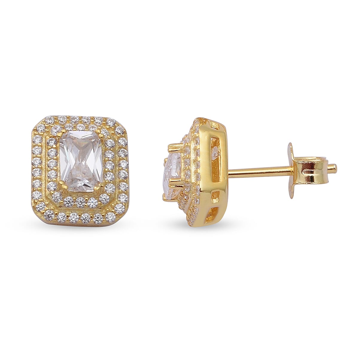 ELANZA 2.77 Ct. Simulated Diamond Double Halo Stud Earrings in Yellow Gold Plated Sterling Silver 6368922 8