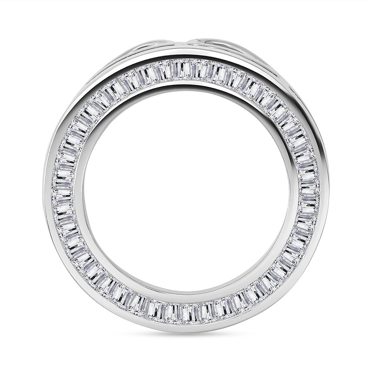 ELANZA AAA Simulated Diamond (Bgt) Circle Pendant in Rhodium Plated Sterling Silver 2521011 0