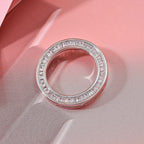 ELANZA AAA Simulated Diamond (Bgt) Circle Pendant in Rhodium Plated Sterling Silver