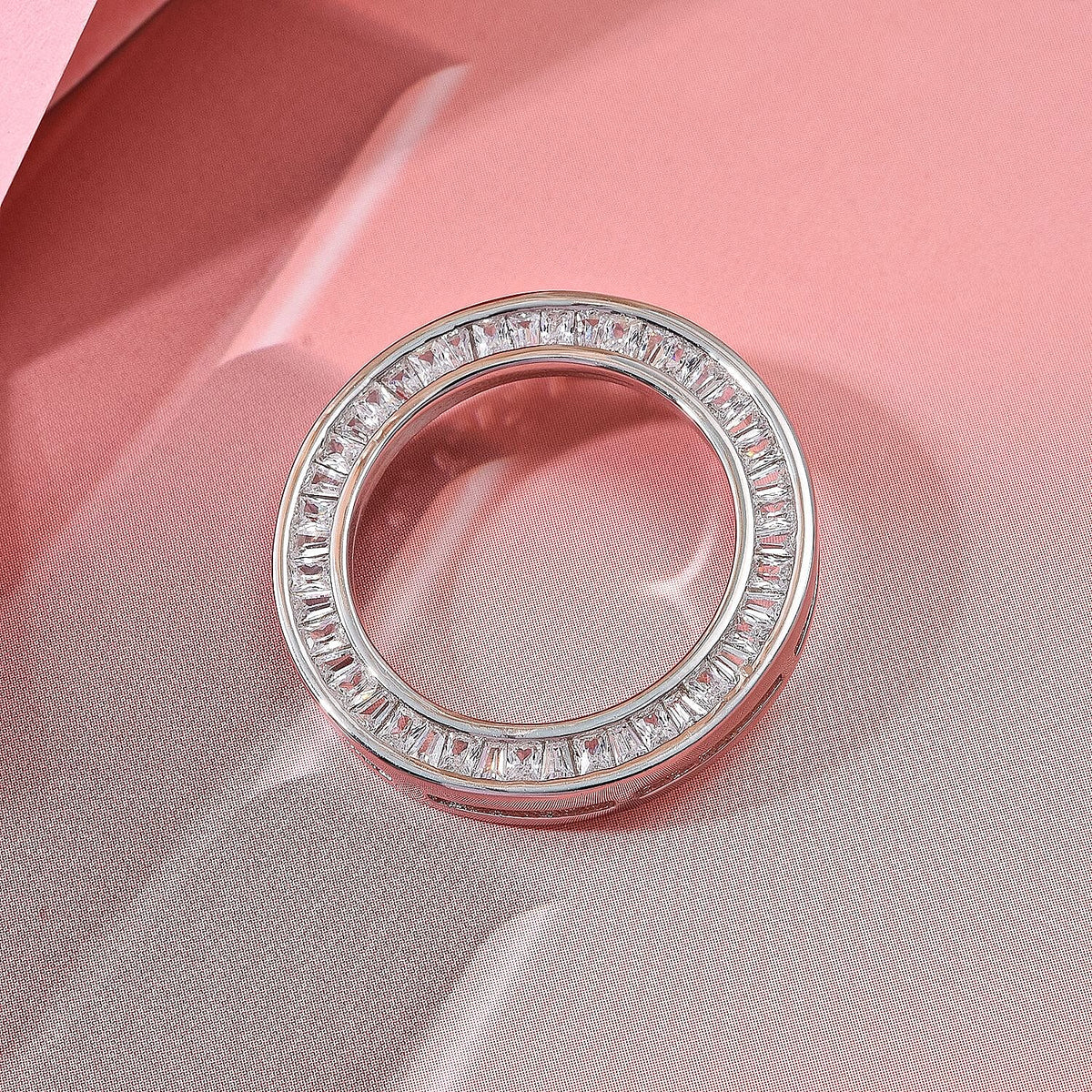 ELANZA AAA Simulated Diamond (Bgt) Circle Pendant in Rhodium Plated Sterling Silver 2521011 3