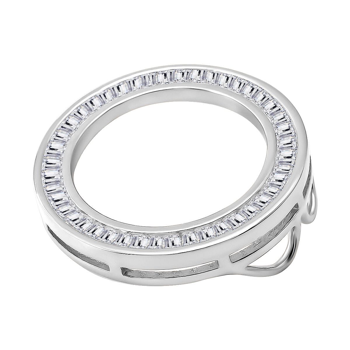 ELANZA AAA Simulated Diamond (Bgt) Circle Pendant in Rhodium Plated Sterling Silver 2521011 4