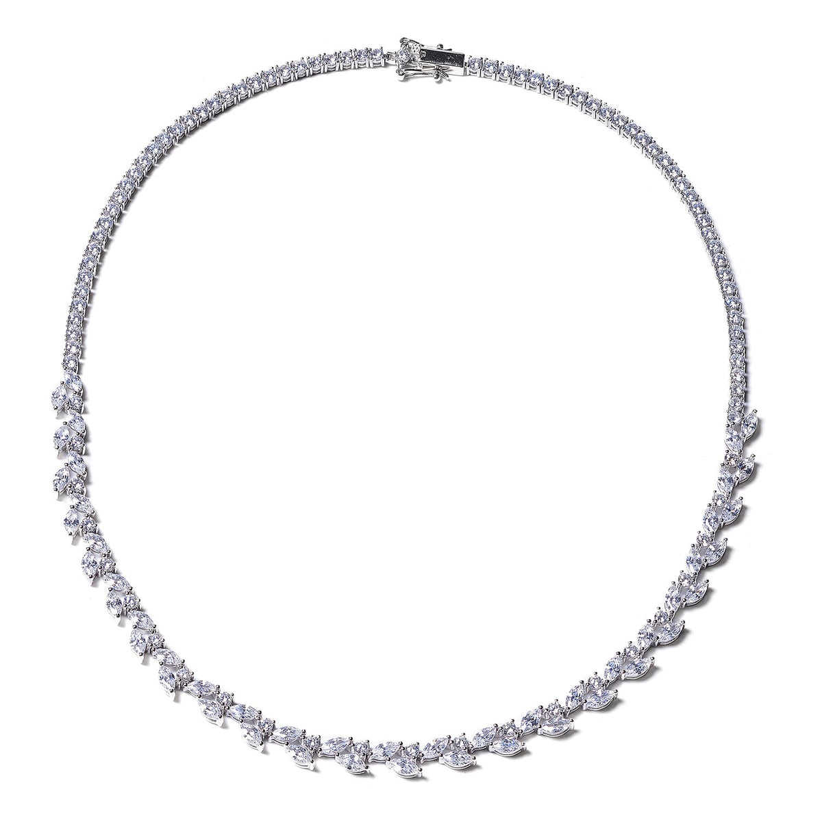 ELANZA Signature Collection Simulated Diamond Necklace 18 Inch in Rhodium Plated Sterling Silver 3637540 0
