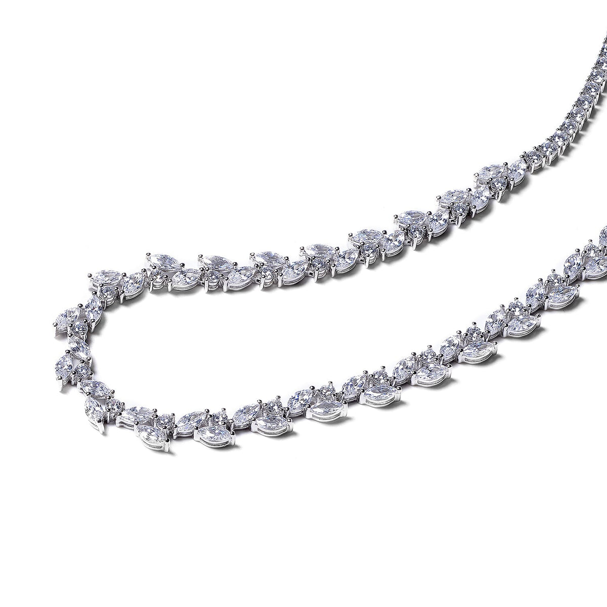 ELANZA Signature Collection Simulated Diamond Necklace 18 Inch in Rhodium Plated Sterling Silver 3637540 1