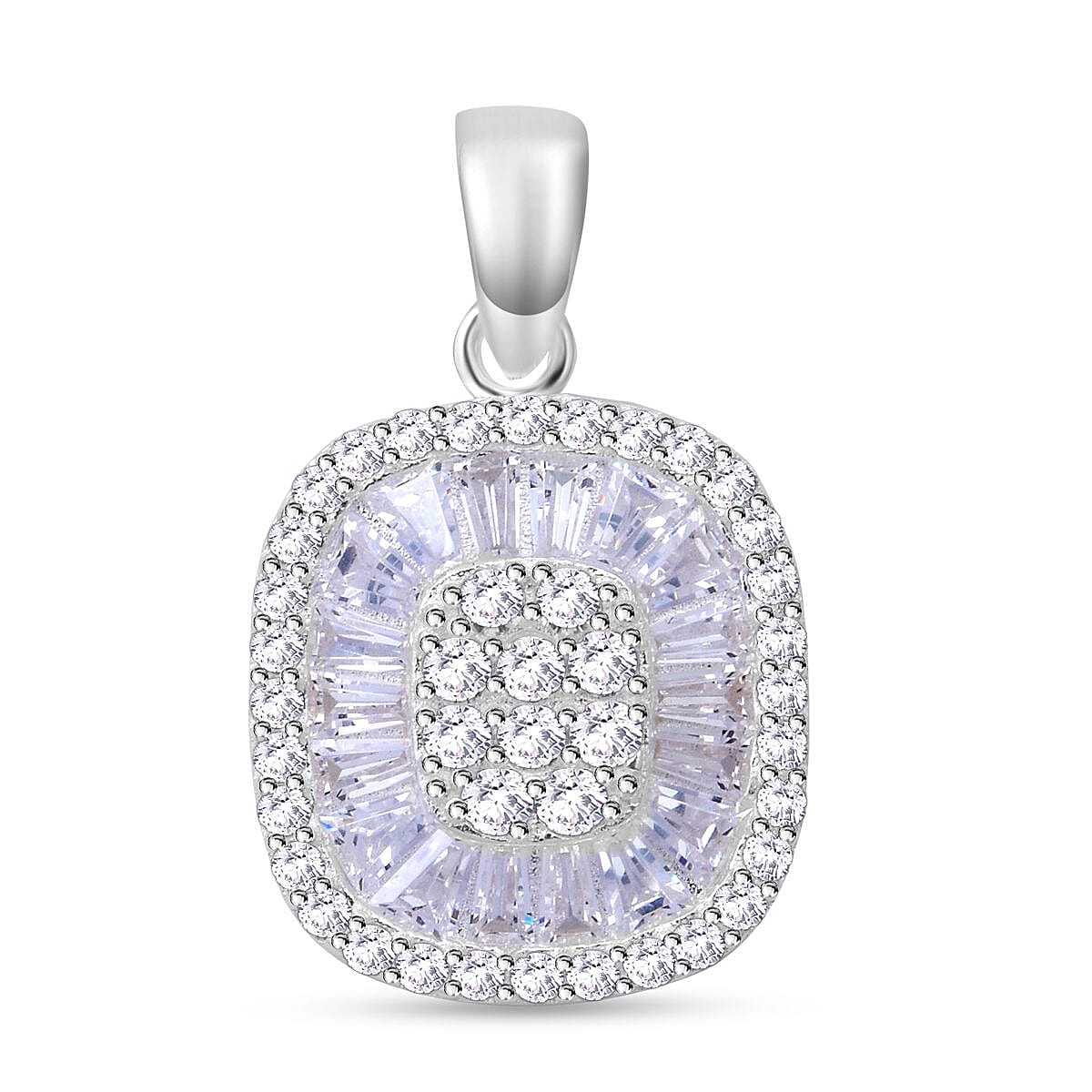 ELANZA Simulated Diamond Cluster Pendant in Sterling Silver 7212776 0