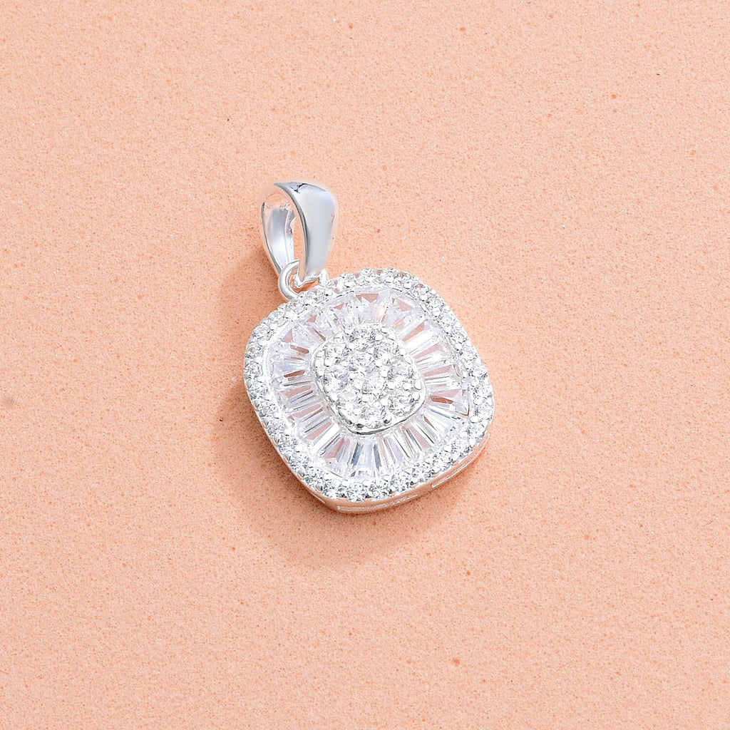 ELANZA Simulated Diamond Cluster Pendant in Sterling Silver