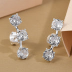 ELANZA Simulated Diamond Earrings (With Push Back) in Sterling Silver