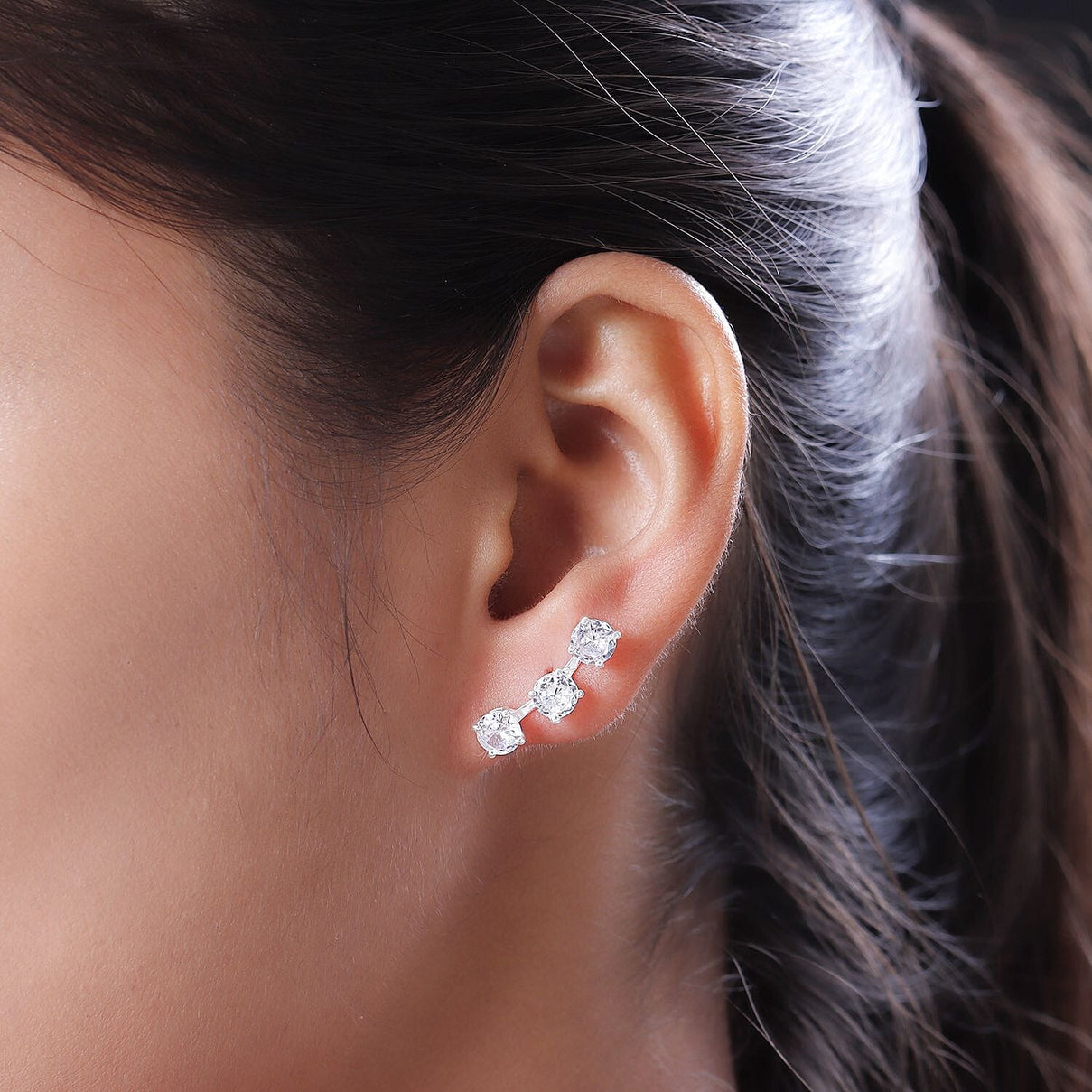 ELANZA Simulated Diamond Earrings (With Push Back) in Sterling Silver 7025624 3