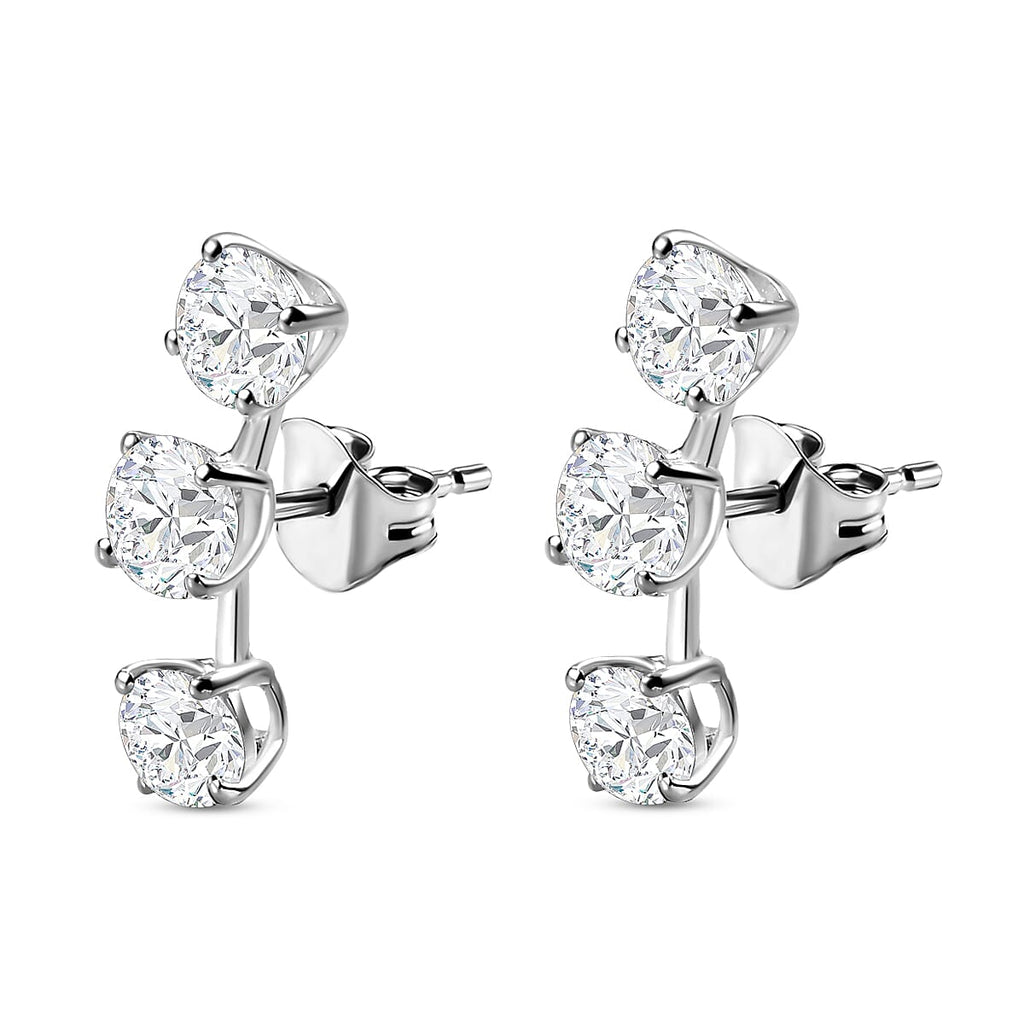 ELANZA Simulated Diamond Earrings (With Push Back) in Sterling Silver