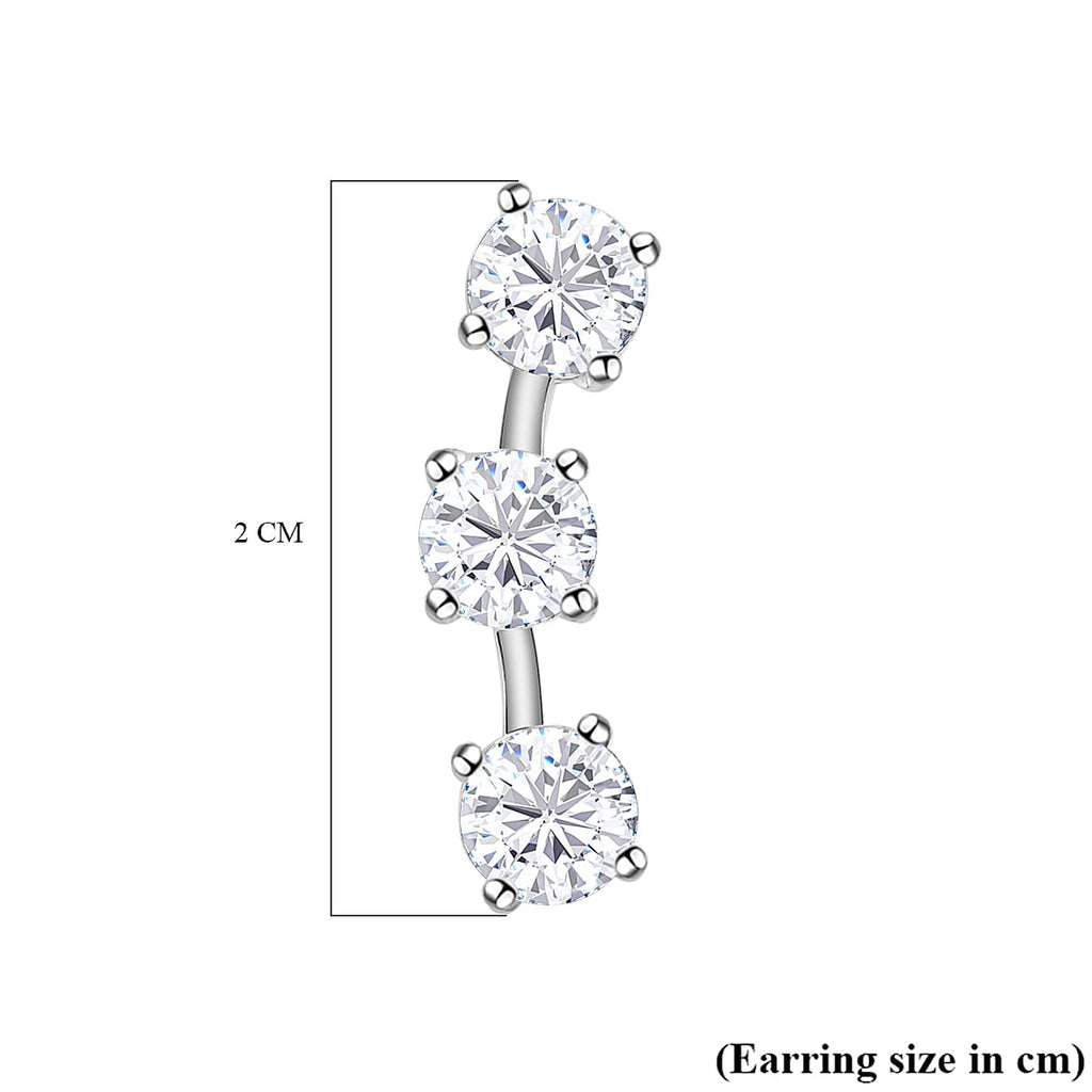 ELANZA Simulated Diamond Earrings (With Push Back) in Sterling Silver