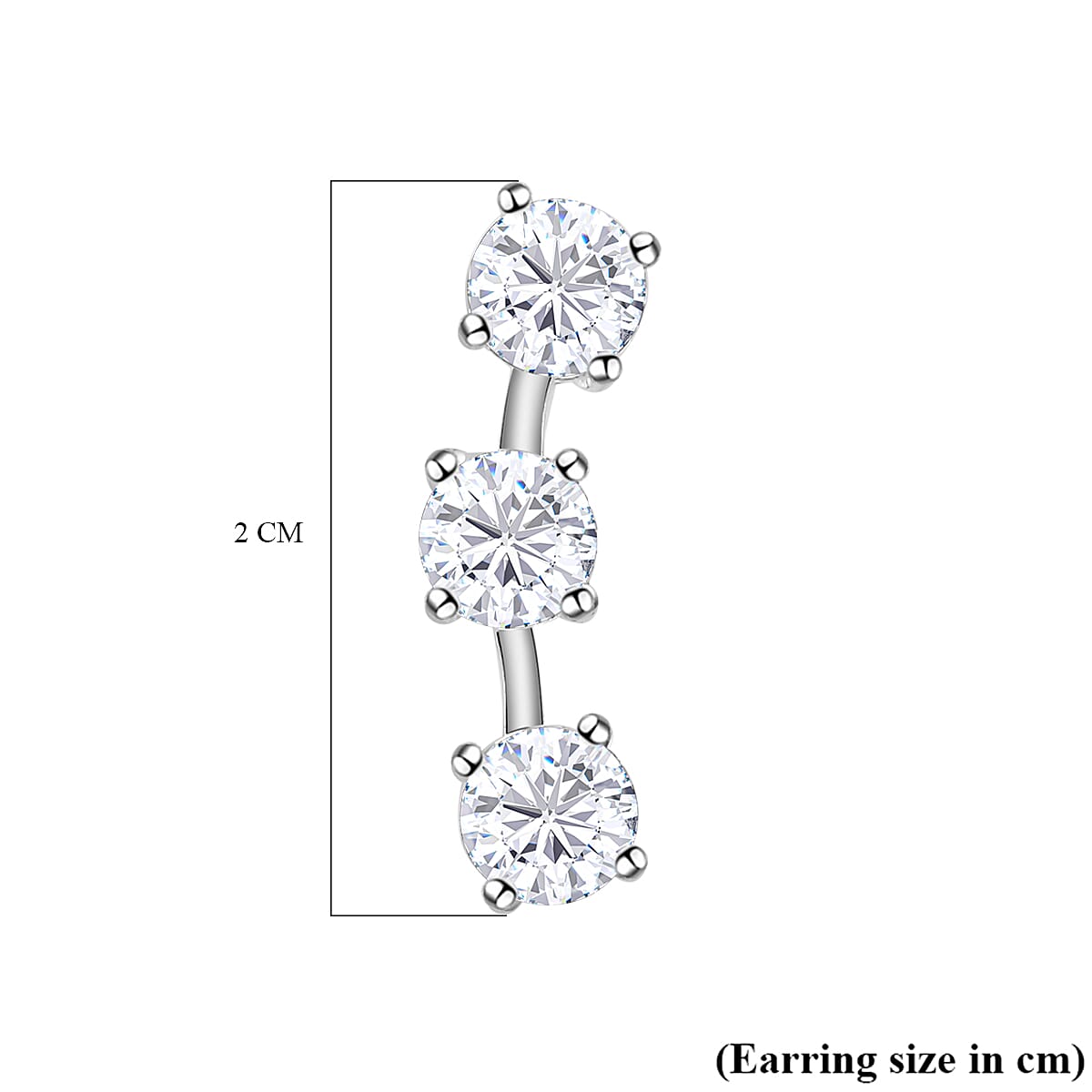 ELANZA Simulated Diamond Earrings (With Push Back) in Sterling Silver 7025624 5