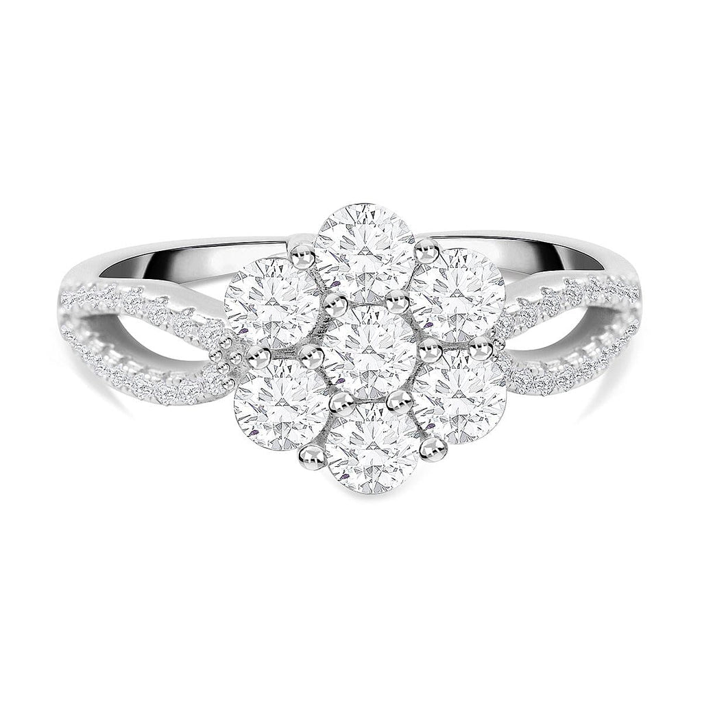 ELANZA Simulated Diamond Floral Ring in Sterling Silver
