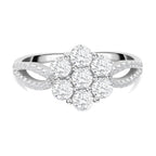 ELANZA Simulated Diamond Floral Ring in Sterling Silver
