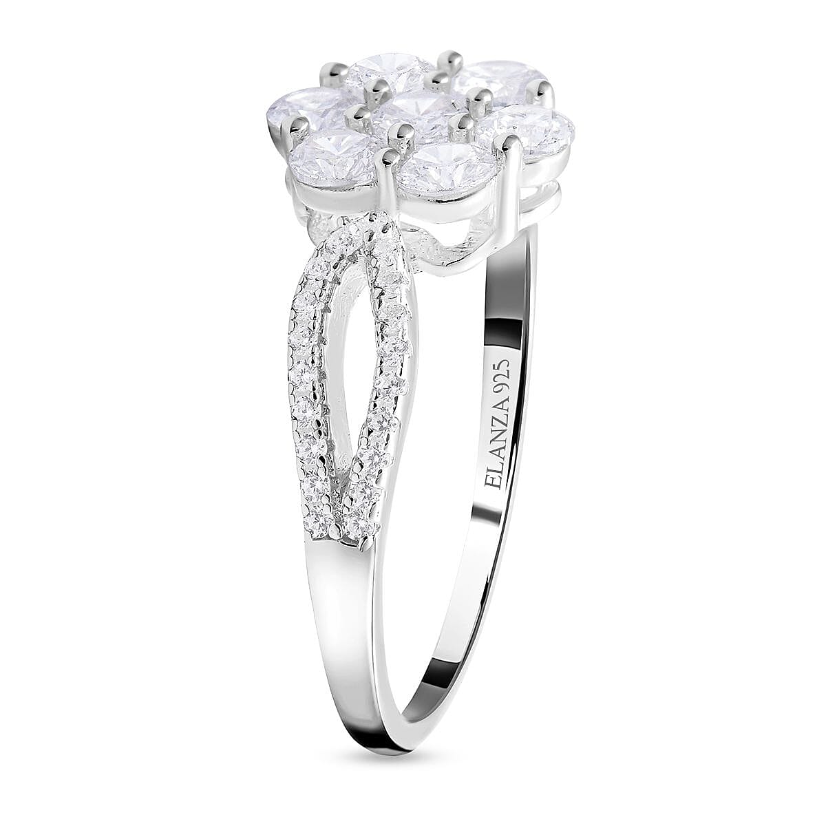 ELANZA Simulated Diamond Floral Ring in Sterling Silver 7212605 3