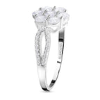 ELANZA Simulated Diamond Floral Ring in Sterling Silver